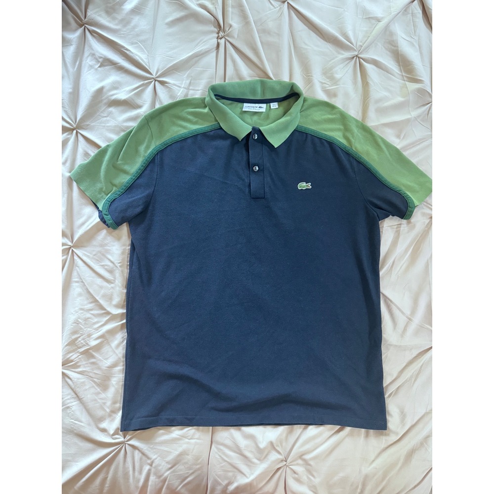 Lacoste Made in France Color Block Polo Shirt Navy Green Mens XL FR 6 F71035